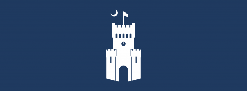 The Citadel castle brandmark in white on a navy background.